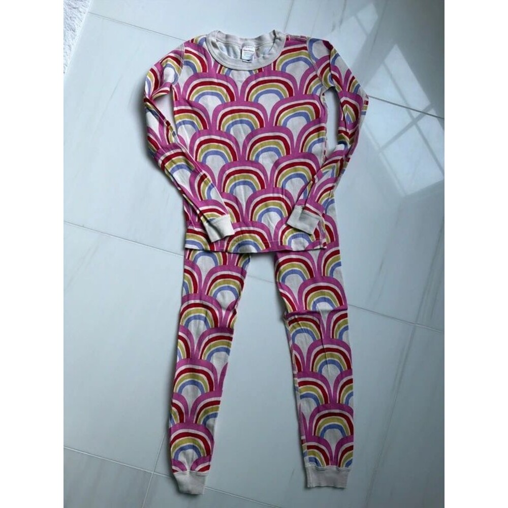 Hanna Andersson girls rainbow pajamas long sleeve size 8